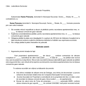 Cerere suplinire acord racordare la Gaze