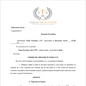 Model - Cerere micșorare pensie întreținere